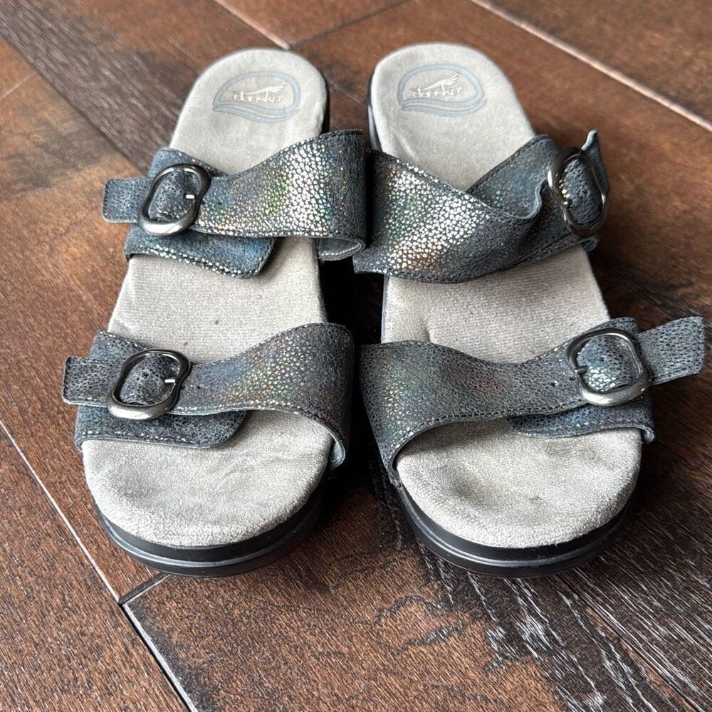 Dansko Sophie Metallic Python Wedge Sandal Women’… - image 2